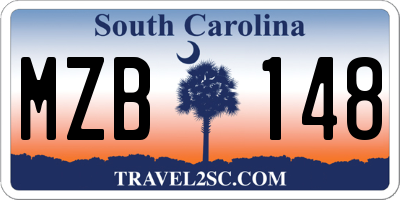 SC license plate MZB148