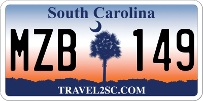 SC license plate MZB149