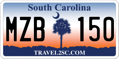 SC license plate MZB150