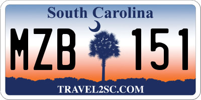 SC license plate MZB151