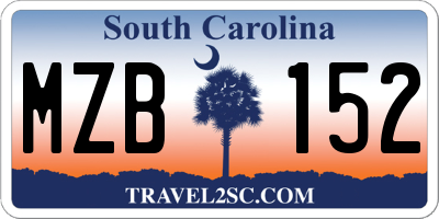SC license plate MZB152