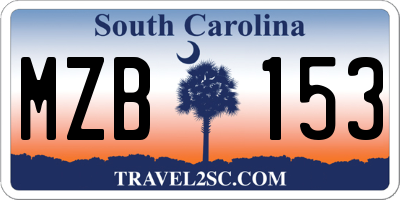 SC license plate MZB153
