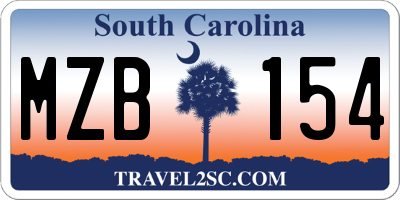 SC license plate MZB154