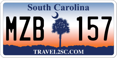 SC license plate MZB157