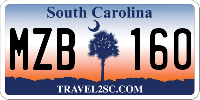 SC license plate MZB160