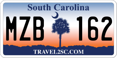 SC license plate MZB162