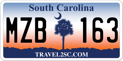 SC license plate MZB163