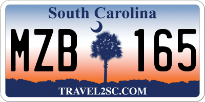 SC license plate MZB165