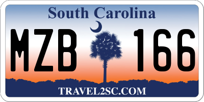 SC license plate MZB166