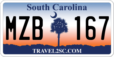 SC license plate MZB167