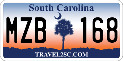 SC license plate MZB168