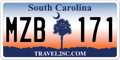 SC license plate MZB171