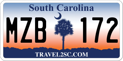 SC license plate MZB172