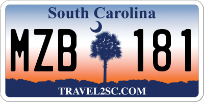 SC license plate MZB181