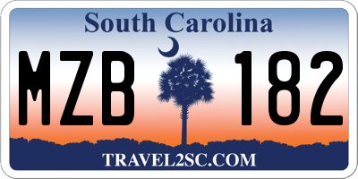 SC license plate MZB182