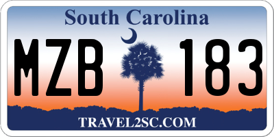SC license plate MZB183