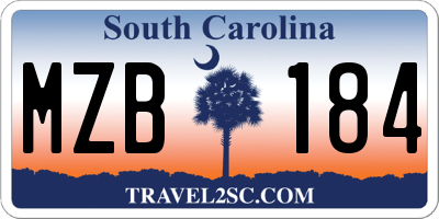 SC license plate MZB184