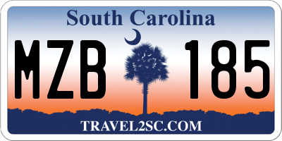 SC license plate MZB185