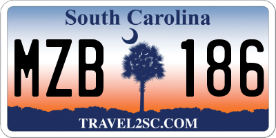 SC license plate MZB186