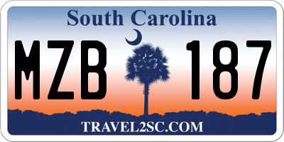 SC license plate MZB187
