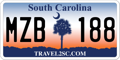 SC license plate MZB188