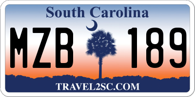 SC license plate MZB189