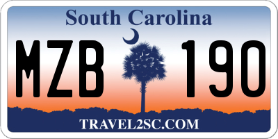 SC license plate MZB190
