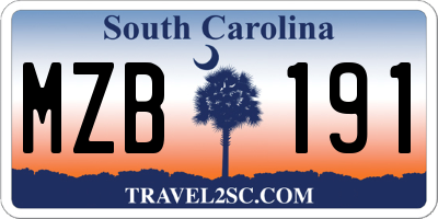 SC license plate MZB191