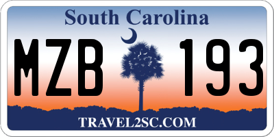 SC license plate MZB193