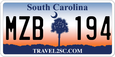 SC license plate MZB194