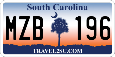 SC license plate MZB196