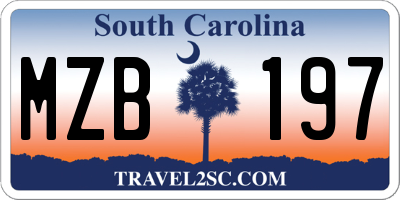 SC license plate MZB197