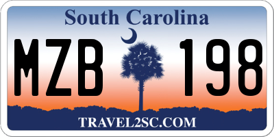 SC license plate MZB198