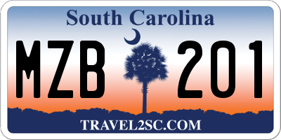 SC license plate MZB201