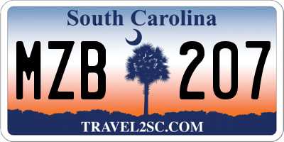 SC license plate MZB207