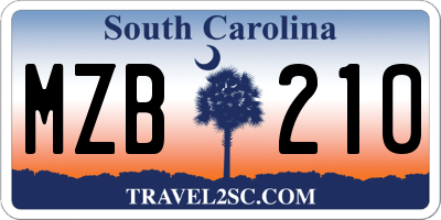 SC license plate MZB210
