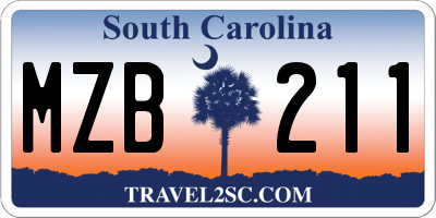 SC license plate MZB211