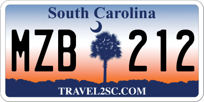 SC license plate MZB212