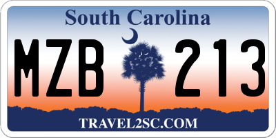 SC license plate MZB213