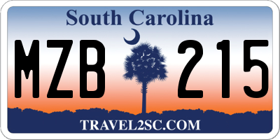 SC license plate MZB215