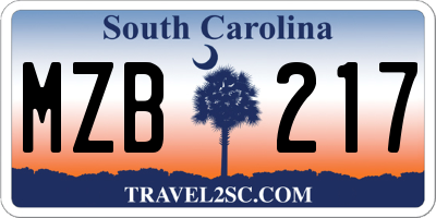 SC license plate MZB217