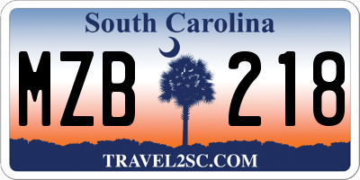SC license plate MZB218
