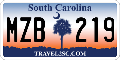 SC license plate MZB219