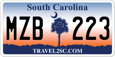 SC license plate MZB223