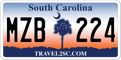 SC license plate MZB224