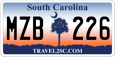 SC license plate MZB226