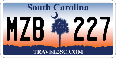 SC license plate MZB227