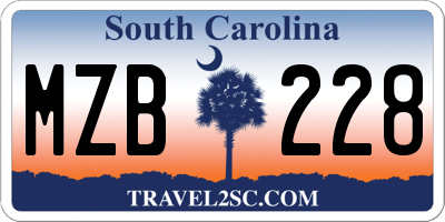 SC license plate MZB228