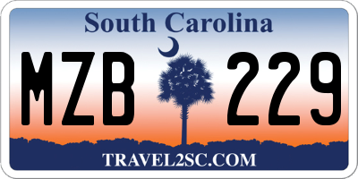 SC license plate MZB229