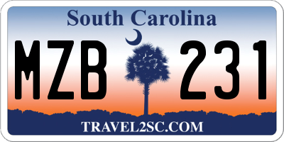 SC license plate MZB231
